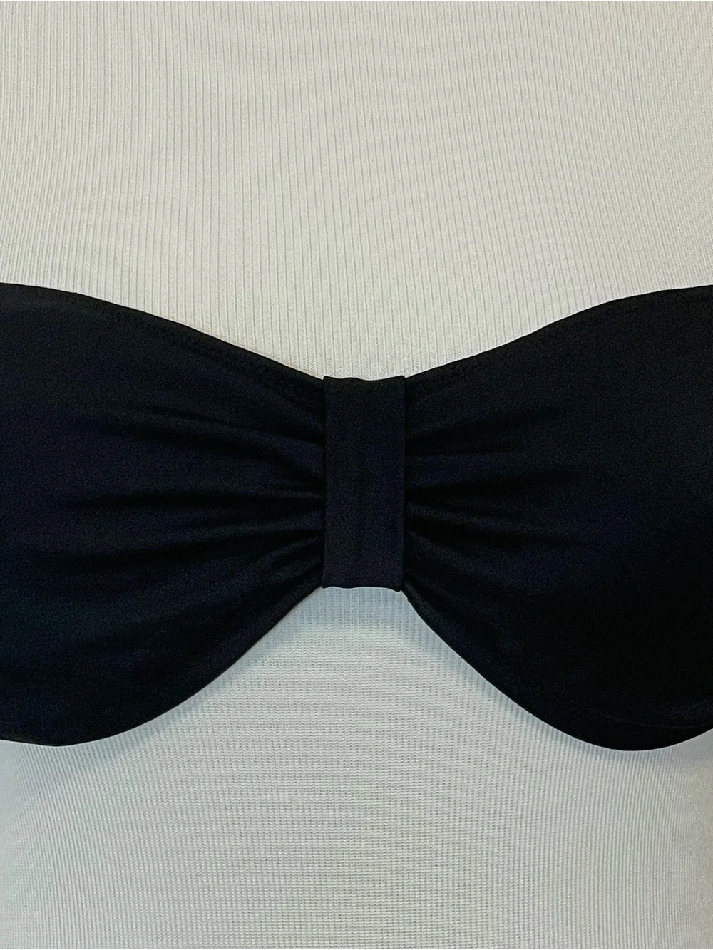 PINK Victoria's Secret Black Ruched Bandeau Halter Bikini Swim Top Size XS
